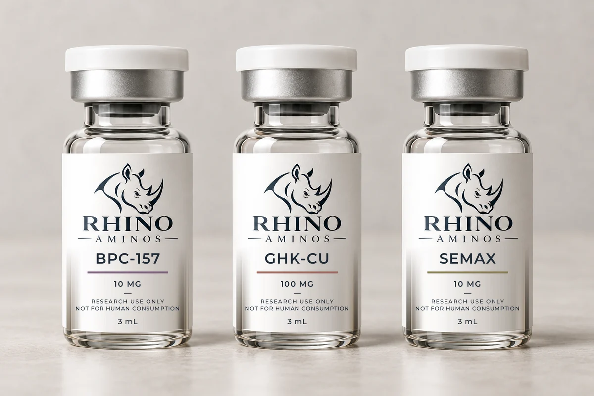 Rhino Aminos research peptide vials